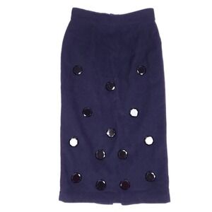 ASOS BLACK Embellished Wool Skirt 4 Navy Blue Jewel Pencil High Waist Evening